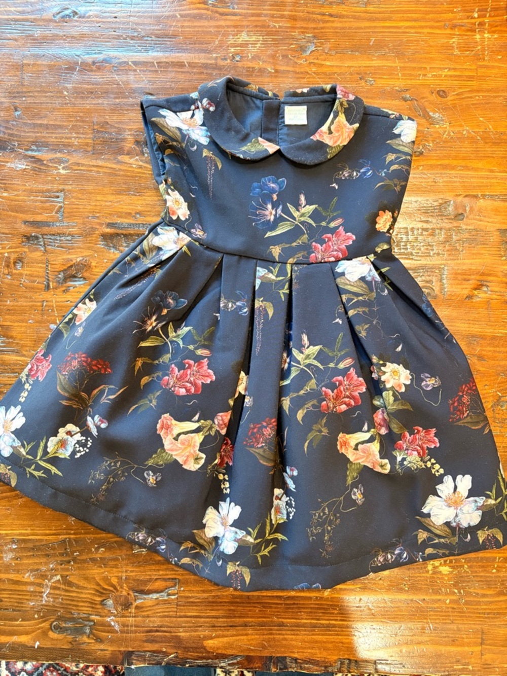 Girls' Floral Navy Peter Pan Collar Dress 2T Edgehill collection